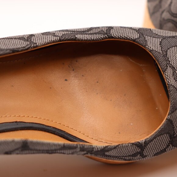 Women's Coach Ferry Logo Signature Wedge Gray/Black Buckle Sandals Size 9B - Picture 7 of 10